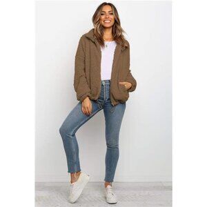 Women's Sherpa Fleece Faux Fur Trendy Jackets Brown2